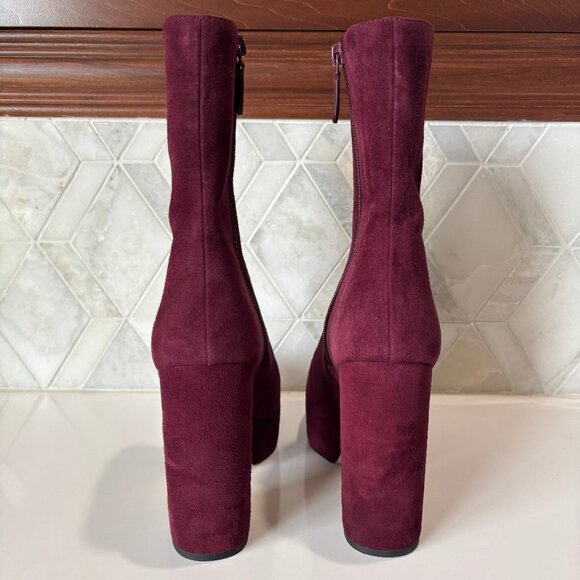 Stuart Weitzman Sz 8.5B Red Suede Platform Block Heel Sky High Ankle Boot Bootie - Picture 8 of 12